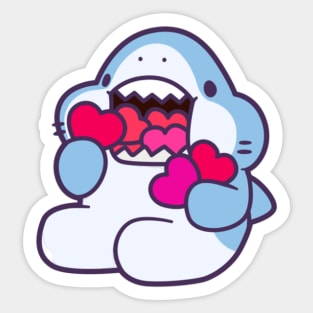 Cute Shark With Hearts Sticker